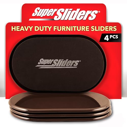 Super Sliders Cursori ovali riutilizzabili per mobili per tappeti, 14 x 24 cm, per mobili e moquette, senza sforzo per muoversi e proteggere le superfici, marrone (confezione da 4)