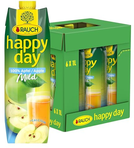 Rauch Happy Day Apfel mild | sanft und säurearm | die milde Erfrischung | hoher Calciumgehalt | 6x 1l Tetra Prisma