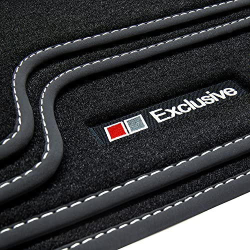 tuning-art Fußmatten passend für VW Golf Plus 5 6 Cross 2005-2014 | 4-teilig 100% passgenau Logo Befestigungssystem Bandeinfassung Handeingearbeitete Ziernähte Velours