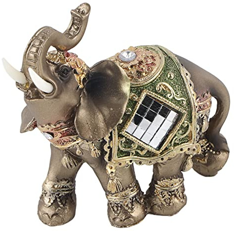 Akozon Glückselefant Elefant Statue Glück Feng Shui Grüne Elefant Statue Skulptur Reichtum Figur Hauptdekoration(M)