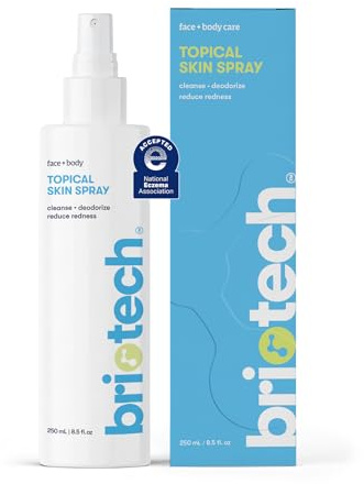 BRIOTECH Topical Skin Spray, Hypochlorous Acid Spray for Sensitive Skin, HOCl Facial Mist, Full Body Support Against Irritation, Calm Redness, Soothe Foot & Scalp, 8.5 oz (1 Pack)