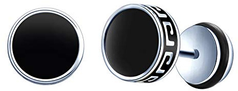 Feilok dam örhängen män örhängen rostfritt stål stickad kontakt män örhängen örhängen örhängen svart silver vit Taper Fake Plug tunnel e rostfritt stål, colore: svart, cod. FL0048-silver