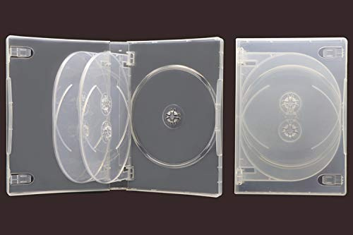 Lot de 5 boîtiers transparents pour 5 DVD – Peut contenir 5 CD, DVD ou disques Blu-ray – Tranche de 27 mm avec pochette extérieure et clips de livret – Qualité standard de l'industrie