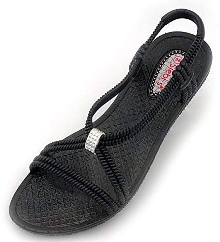 Tenno Chaussures de bain pour femme - Chaussures de natation - Sandales de bain pour femme - Taille petite - Coupe étroite, Noir , 37 EU Étroit
