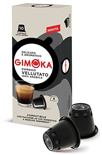 Gimoka Mélange Espresso Vellutato 100% Arabica intensité 8/13-100 Capsules - Compatibles avec les machines à café à usage domestique Nespresso* - Produit en Italie (lot de 10 x 10)