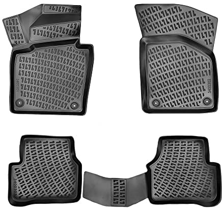 Rizline Passgenau 3D Fussmatten Auto Kompatibel mit Volkswagen Passat B6 2005-2011 Auto Zubehör 1. und 2. Reihe Gummimatten Autos TPE Allwetter Geruchlos rutschfest Vorne & Hinten Schwarz
