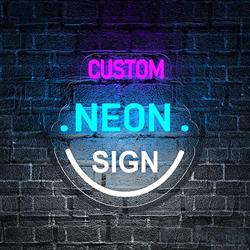 Benutzerdefiniertes Neonschild, Aslanka Personalisierte LED Name Logo Leuchtschild, Dimmbares Neonschild für Zuhause Schlafzimmer Wanddekoration, Hochzeiten, Geburtstag, Party, Bar, Geschäft