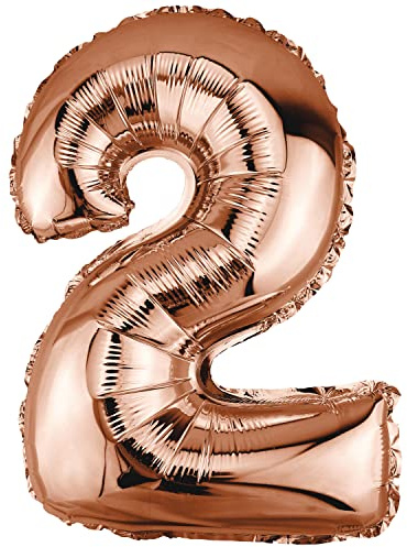 DekoRex Folienballon Rosegold 40cm Geburtstag Jubiläum Hochzeit Deko (Zahl 2)