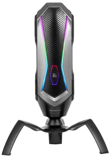 NEWSKILL Agni, Microphone à condensateur Professionnel pour Les Jeux et Le Streaming, directivité cardioïde, éclairage RVB, Connexion USB, trépied intégré, Noir