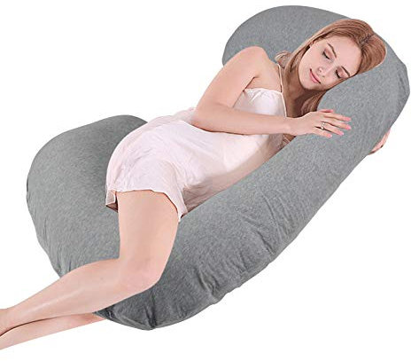Display4top Full Body Pregnancy Pillow,Nursing Pillow, C-Shaped Maternity Pillow for Pregnant Women (Gray)