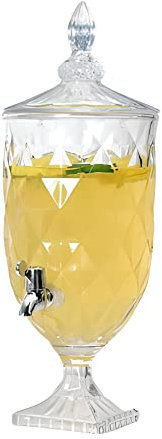 Drinkstuff Glass Drinks Dispenser with Tap - 4 Litre Water & Juice Server for Parties, Buffets, BBQs & Home Hosting - Leakproof, Reusable & Easy to Clean