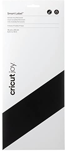 Cricut Joy Smart Label beschreibbares Vinyl, permanent, 33 cm, 4 x selbstklebende Vinylbögen, für die Verwendung mit, 2009443, Schwarz, 33cm (13)