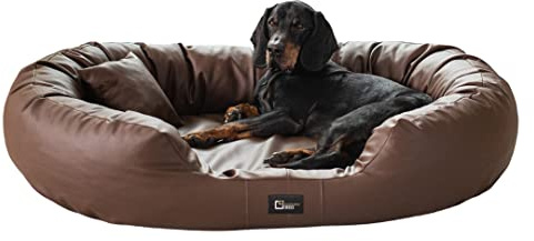 exclusive BED Orthopädisches Hundebett Nancy Premium Grosse Mittelgroße Kleine Hunde - Hundekissen Hundematte aus Öko-Leder - rutschfest Langlebig Abriebfest Reißfest (XL, Braun)