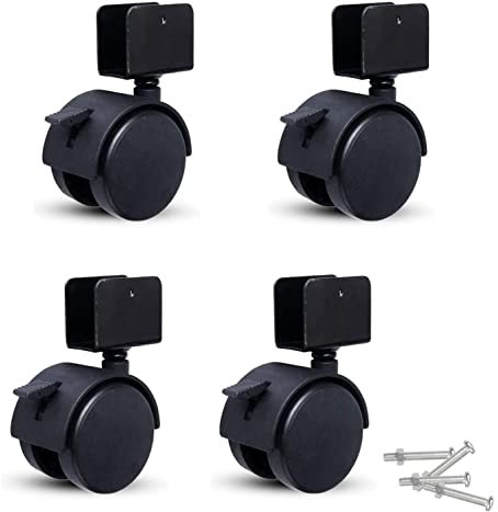 ATAAY Möbelrollen Lenkrolle 2 Zoll 50 mm mit Bremse Design U-Bracket-Rolle, Trolley-Nylon-Schwenkräder, Schwerlastrollen für Möbel, bewegliche Lenkrollen, Tragfähigkeit 75 kg, mit Schraubenrolle