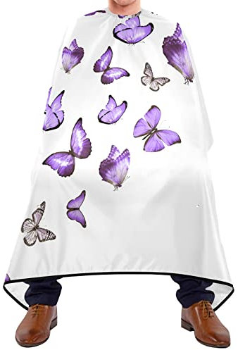 Haar Styling Cape Lila Schmetterling Frisierumhang Atmungsaktiv Barber Cape Wasserdichte Frisörumhang Für Kinder Haar Styling Erwachsene 140X170Cm