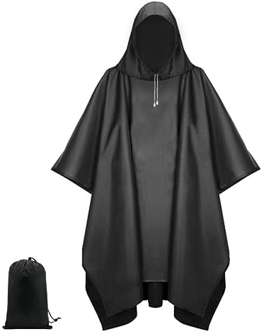 UTEFIF Poncho Impermeabile Multi-Funzionale 3-in-1 con Cappuccio Riutilizzabile Antipioggia Coperta da Picnic Tenda per Uomo e Donna