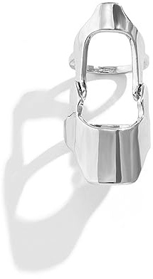 LARVOVUE Gothic Armor Full Joint Ring for Men Women Punk Cool Cosplay Party Knuckle Joint Finger Rings (Silver 2 Style)