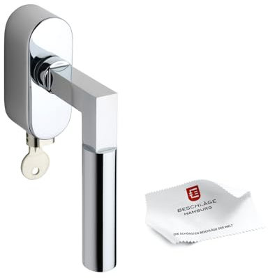 Beschläge Hamburg | Abschließbarer Fenstergriffe Fensterbeschlag | GRO Prime DK 20-07ZAMAK ABS | Moderne Dreh-Kipp Fensterklinke mit 90° Raster | Fensterhebel in Chrom poliert