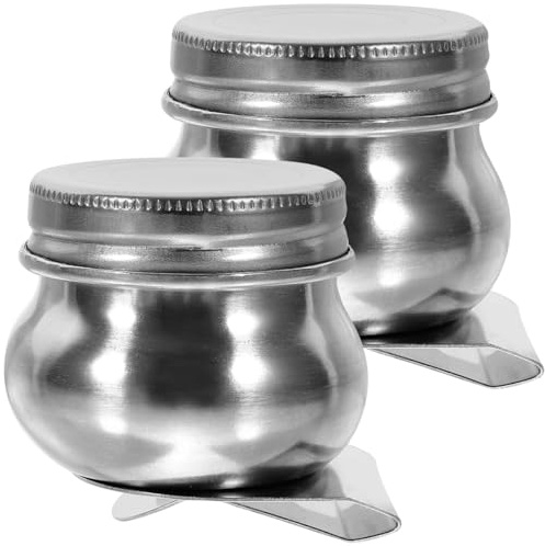 STOBOK Copa De Paleta De Acero Inoxidable Con Tapa Para Mezclar Pintura Al Óleo Y Limpieza De Cepillos Herramienta Portátil Para Artistas Uso En Exterior Y Estudio 1.96X1.96X1.85In