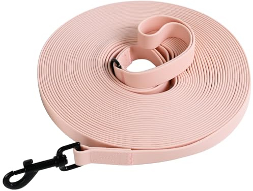 Tagfur Schleppleine für Hunde, Schleppleine 5m/10m/15m/20m mit Handgriff und D-Ring, Wasserdicht und Leicht zu Reinigen Hundeleine Trainingsleine für Kleine Mittlere Große Hunde, (Rosa, 10m)