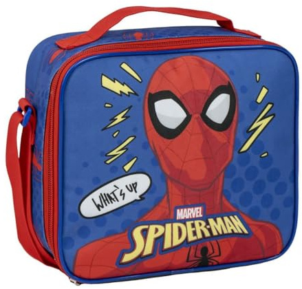 Portamerienda Termico di Spiderman - Colore blu - 21,5 x 8,5 x 19 cm - Realizzato in poliestere - Zaino piccolo con chiusura a cerniera e manico regolabile - Prodotto originale progettato in Spagna,
