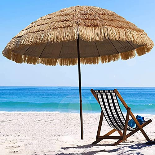 KOHARA Sonnenschirm für den Außenbereich, 1,8 m, Strand-Sonnenschirm, Bast-Strohschirme, Garten-/Terrassen-Sonnenschirm, Sonnenschutz, Stil, neigbar/natürliche Farbe