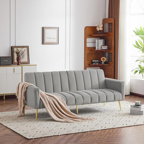 ZYLOYAL10 Vikbar Bäddsoffa med Sovfunktion, Lämplig för Vardagsrum, Sovrum, Hemimabio, Gästrum (Grå, 2-sits)