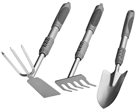 KONTONTY Ensemble De 3 Pelles De Jardin Multifonctions pour Le Jardinage des Fleurs Manche en Bois Léger