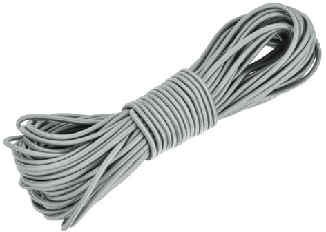 DMiotech 3mm Cordino Elastico, 17 M Cordino Bungee Grigio Cordino Elastico Rotondo Per Paleria Da Tendina Cordino Kayak Cordino Elasticizzato Poliestere Resistente Per Fai Da Te Legature