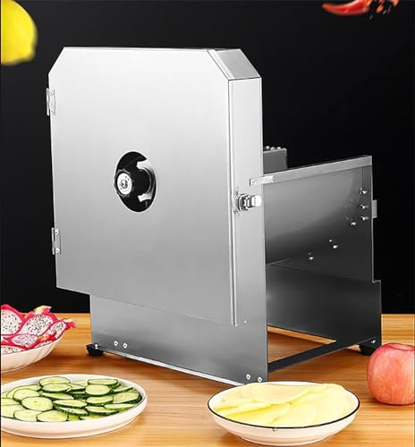 LHQYA Cortadora De Verduras Comercial, Cortadora De Tomates Eléctrica De Acero Inoxidable, Segura Y Rápida/Espesor Ajustable De 1-10 Mm, para Verduras, Frutas