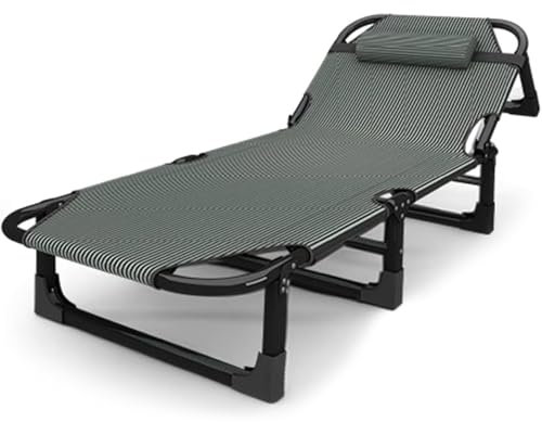 Feldbett Klappbar Leicht Campingbett with Rückenlehne 4 Verstellbar Gänge, Faltbares Feldbett 150 kg Tragfähigkeit, Campingbett Klappbar für Outdoor Garten Innen(190x75x28cm)