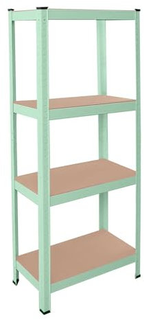 OcioDual Etagere Metallique Vert Tiny, Etagere Rangement Outillage, 150x60x30cm Storage, Étagère Garage Metal, Étagère Metallique Garage, sans Vis, 240kg, 4 Etagères MDF