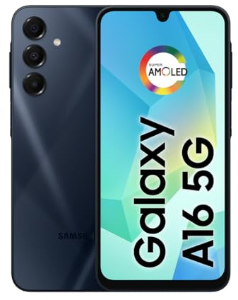 Samsung Galaxy A16 5G, 128 GB + 4 GB de RAM, cámara de hasta 50 MP, pantalla de 6.7 pulgadas, NFC, IP54, batería de 5000 mAh, azul oscuro
