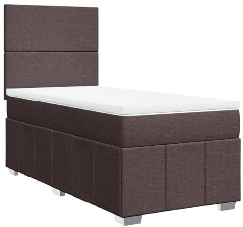 vidaXL Cama Box Spring con colchón Tela marrón Oscuro 90x200 cm