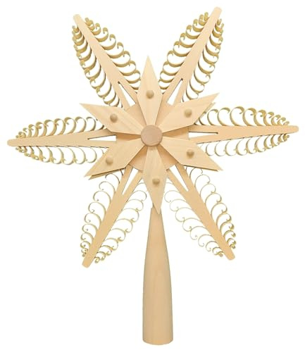 Christbaumspitze Holzstern 20 cm Baum Stern Weihnachtsdeko Erzgebirge Handarbeit Holzkunst Buettner