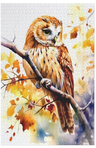 Eule Puzzle 1000 Teile, Holzpuzzle Herausforderndes Geschicklichkeitsspiel Für Die Ganze Familie, Kinder Erwachsenenpuzzle Ab 12 Jahren 78×53cm