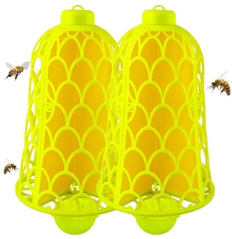 2 Piezas Trampa Avispas y Moscas, Trampas para Avispas Exterior, Trampas para Avispas Asiaticas, Mata Moscas y Mosquitos, Trampas para Insectos de Plástico, Trampa Colgar para Jardín Terraza Balcón