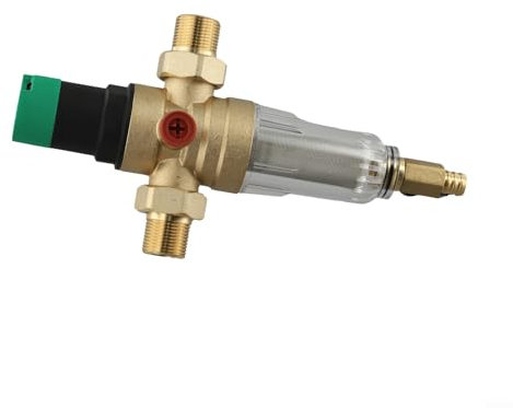 Regolatore di pressione dell'acqua domestica con filtro di controlavaggio e manometro regolabile (DN20)