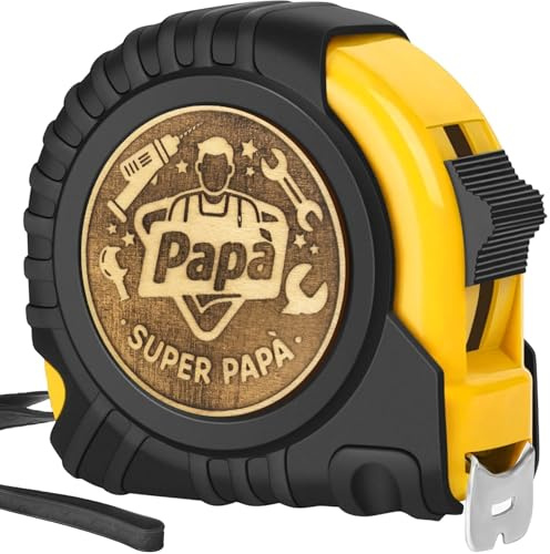 Regalo di laurea per la festa del papà, metro a nastro per papà, regalo di compleanno e Natale per papà, 5 metri di nastro di misurazione in vera pelle inciso da 25 mm, regalo per papà anziani, giallo
