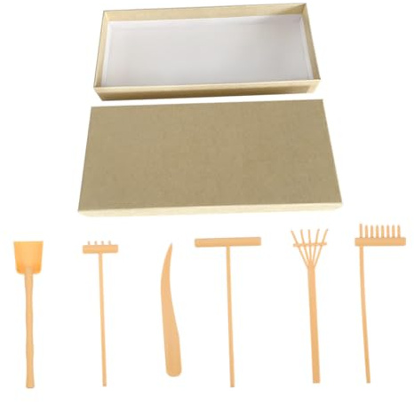 SOPOTUTU Râteaux à Sable Zen pour Jardin Zen Jaune avec Boîte Outils De Ratissage pour Création Paysages Sable Et Décoration Bureau