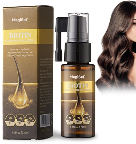Sérum spray cabello hombres/mujeres, previene la caída, con biotina y aceite de romero, favorece cabello y barba, suave, no graso, 30 ml