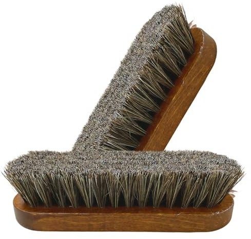 2pcs Shoe Brush, Shoe Polish Brushes for Effective Shoe Care, Horse Hair Brush for Gentle Cleaning, Brushes For Leather Shoe Polish Soft Brush & Buffing Stiff, Beechwood and Horsehair Construction