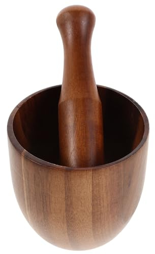 Mipcase Mortier Et Pilon Manuel Pour Épices Ail Gingembre Bol à Broyer Bois Pilon à Main Pour Cuisine Rangement Facile