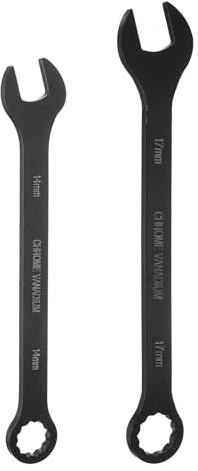 HARFINGTON 2pcs Metric Combination Wrench 14/17mm CR-V Steel 12-Point Box & Open End Double Ended Wrenches Spanners Tools for Household Automotive Machinery DIY Repair, Black
