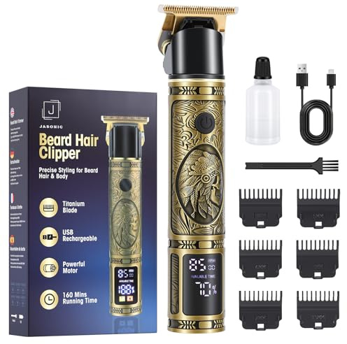Beard Trimmers for Men,Cordless Hair Clipper&Beard Shaver,Precision Shaving Machine Electric Shaver for Face & Body,Professional Mens Grooming Kit,Titanium Blade with 6 Combs LCD Display Gift for Men