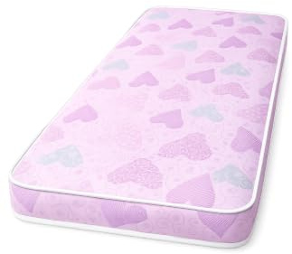 Resti Essential Children’s Mattress, 13.5G Open Coil Spring Kids Mattress, Hypoallergenic Vacuum Packed Mattress, Single, Small Single and Shorty, Made in UK (Pink Hearts, Single 3ft)