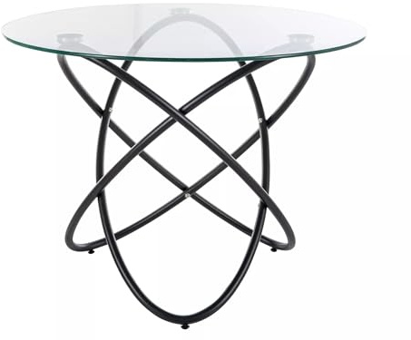 SIGNAL MEBLE Orbit, Esstisch, Rund, Transparent/Schwarz, Glas/Metall, 100x100x74 cm, Modernes Design