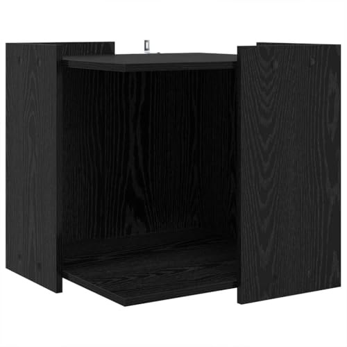 Mhdvray Katzentoilette Katzenhaus als Versteck für Katzenklo, Katzenmöbel in Schwarz Eichen-Optik, Modernes Design, Robuste Holzwerkstoff-Konstruktion, 53 x 53 x 51 cm