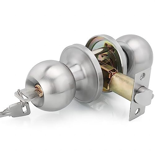 Qrity 2 X Türknauf mit Schloss/Schlüssel, Griff Keyed abschließbar Home Büro rund verriegelt Türknauf, Verriegelung 60 / 70mm