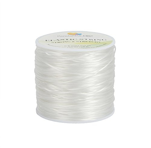 PandaHall Elite Ungefähr 60m Elastisches Faser Faden Transparent Schmuckfaden Elastisches Seil Schmuck Korn Elastisches Gewinde für das Aufreihen von Korn-Armbändern Handwerk, 0.8mm